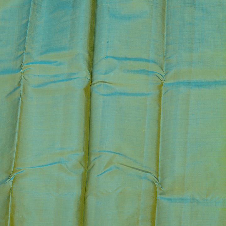 Hayagrivas Handloom Lemon Yellow Kanjivaram Silk Saree with Yellowish-Blue Border KBE1281I12-1