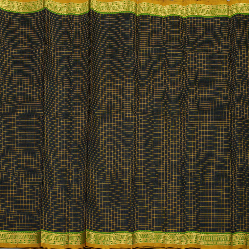Hayagrivas Handloom Black Kanjivaram Silk Saree with Green Border KBE1281I13-1
