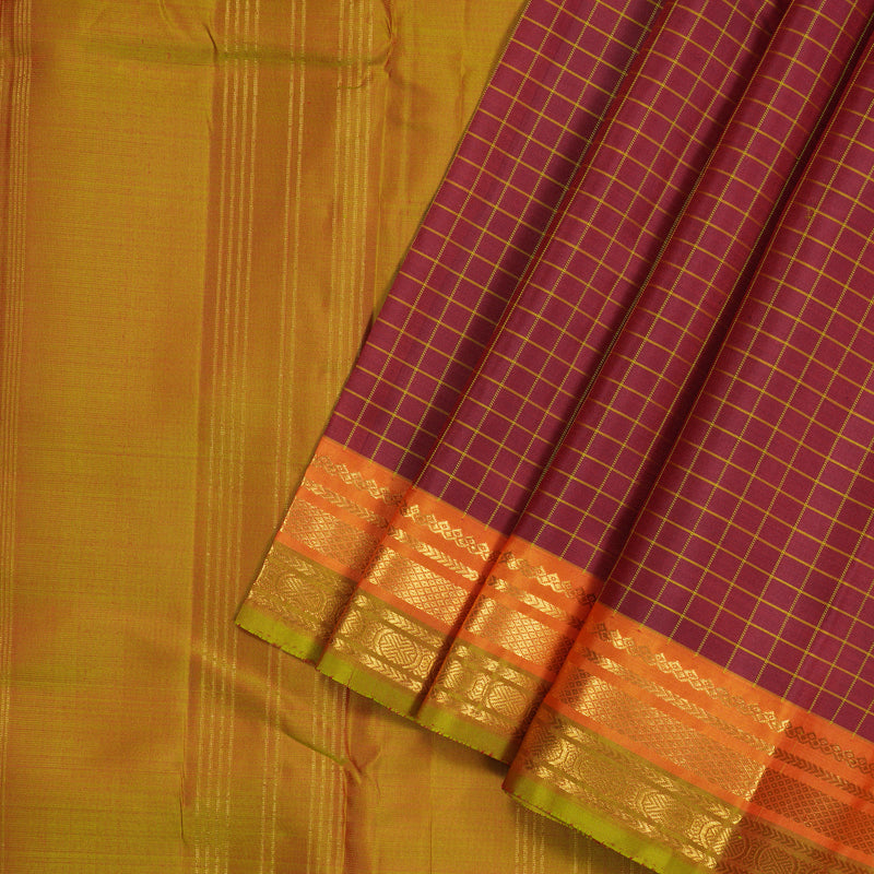 Hayagrivas Handloom Brown Kanjivaram Silk Saree KBE1281I13-2