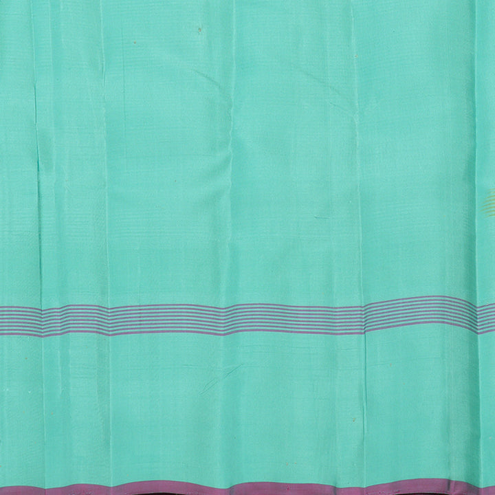 Hayagrivas Handloom Yellow & Teal Kanjivaram Silk Saree with Teal Border KBE1281I19-1