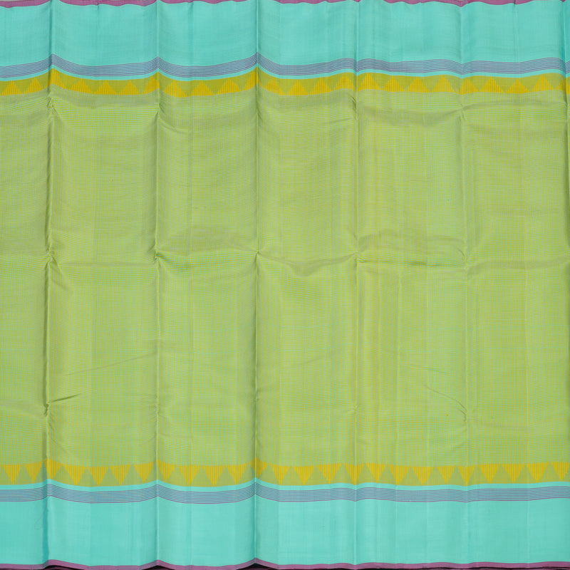 Hayagrivas Handloom Yellow & Teal Kanjivaram Silk Saree with Teal Border KBE1281I19-1