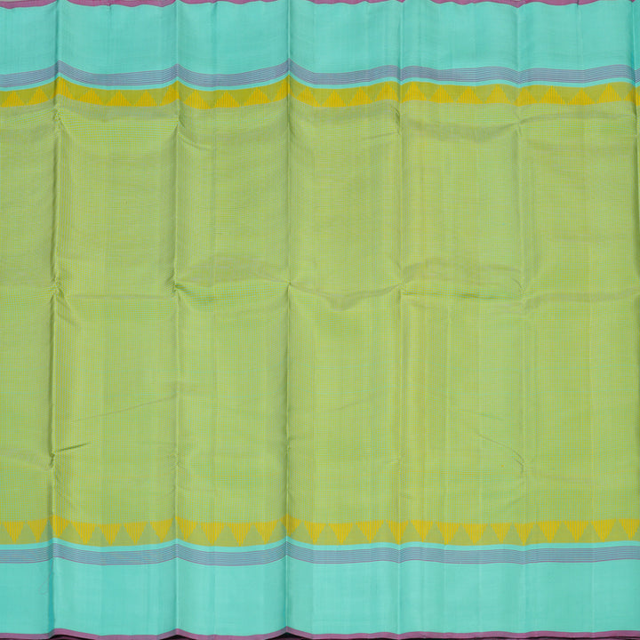 Hayagrivas Handloom Yellow & Teal Kanjivaram Silk Saree with Teal Border KBE1281I19-1