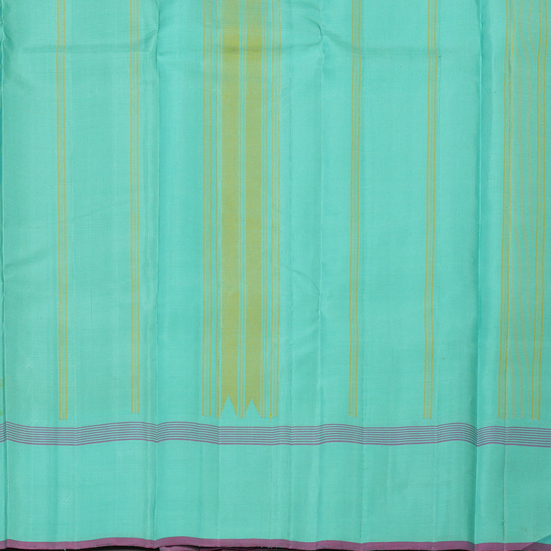 Hayagrivas Handloom Yellow & Teal Kanjivaram Silk Saree with Teal Border KBE1281I19-1