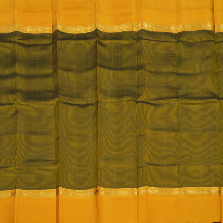 Hayagrivas Handloom Mehandi Green Kanjivaram Silk Saree with Mango Yellow Border KBE1281I2-8