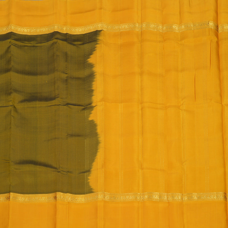 Hayagrivas Handloom Mehandi Green Kanjivaram Silk Saree with Mango Yellow Border KBE1281I2-8