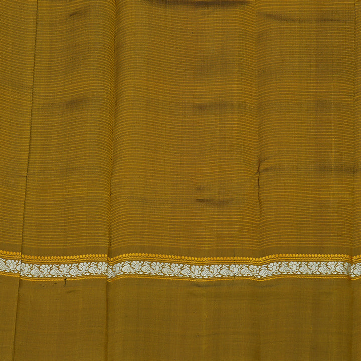 Hayagrivas Handloom Orange Kanjivaram Silk Saree with Olive Green contrast KBE1281I2-9