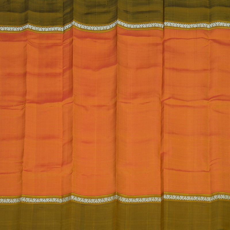 Hayagrivas Handloom Orange Kanjivaram Silk Saree with Olive Green contrast KBE1281I2-9