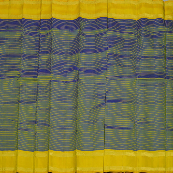 Hayagrivas Handloom Blue & Yellow Kanjivaram Silk Saree with Sampanga Yellow Border KBE1281I5-2