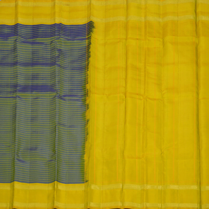 Hayagrivas Handloom Blue & Yellow Kanjivaram Silk Saree with Sampanga Yellow Border KBE1281I5-2