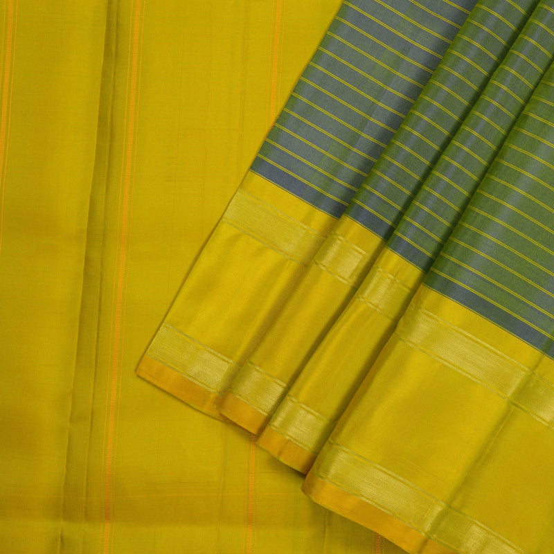 Hayagrivas Handloom Blue & Yellow Kanjivaram Silk Saree with Sampanga Yellow Border KBE1281I5-2
