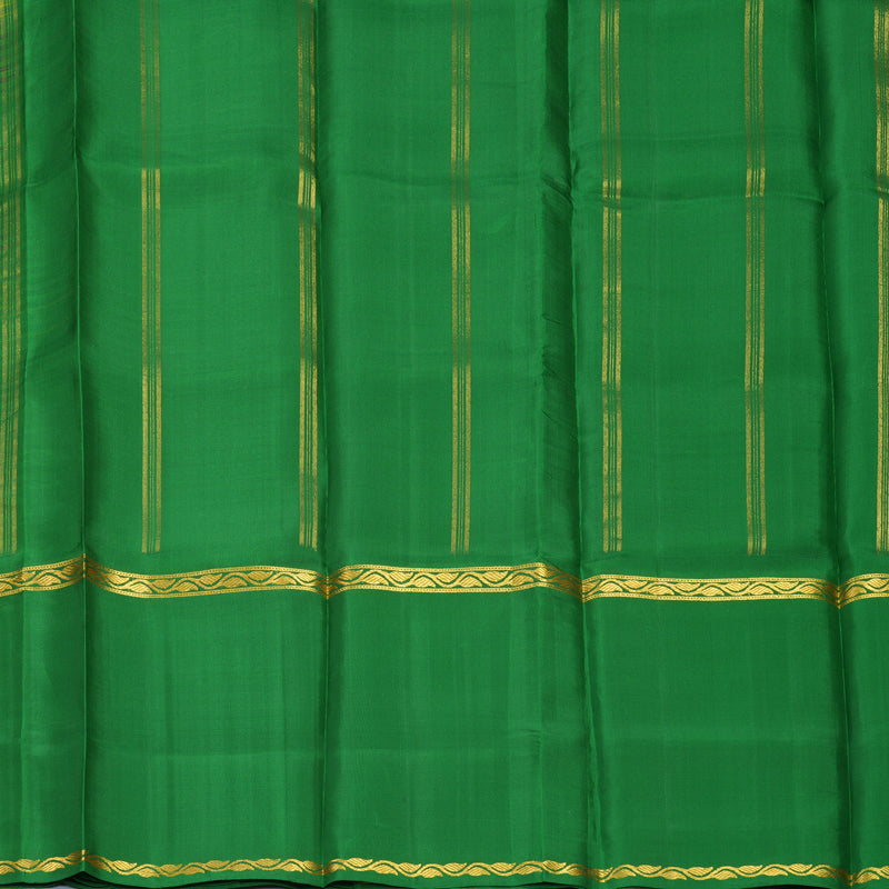Hayagrivas Handloom Lime Green &amp; Pink Stripes Kanjivaram Silk Saree with Green Border KBE1281I6-1
