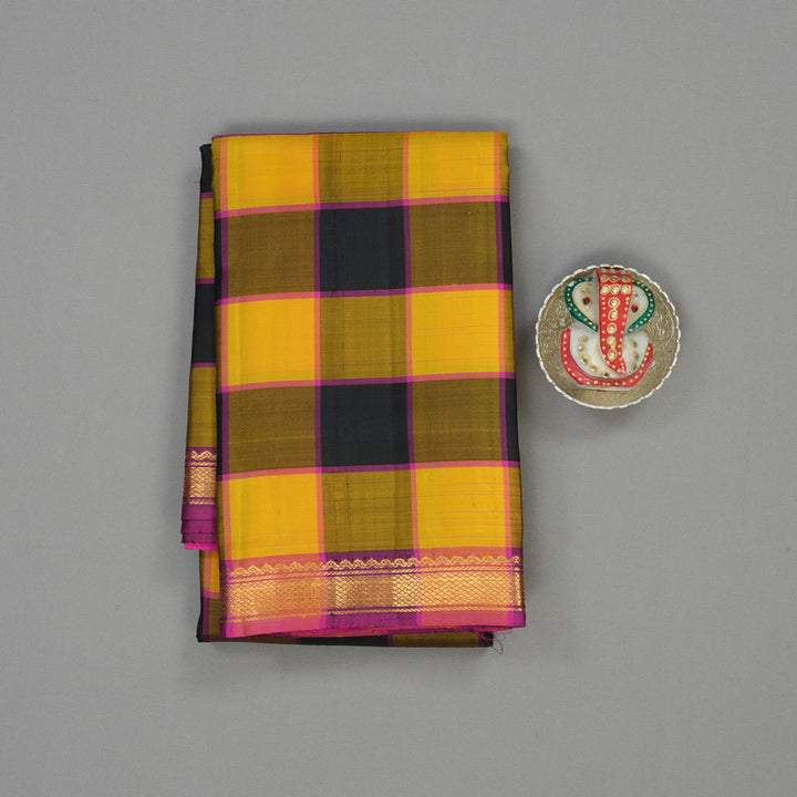 Hayagrivas Handloom Multicolour Checks Kanjivaram Silk Saree with Small Border KBE1281I7-3