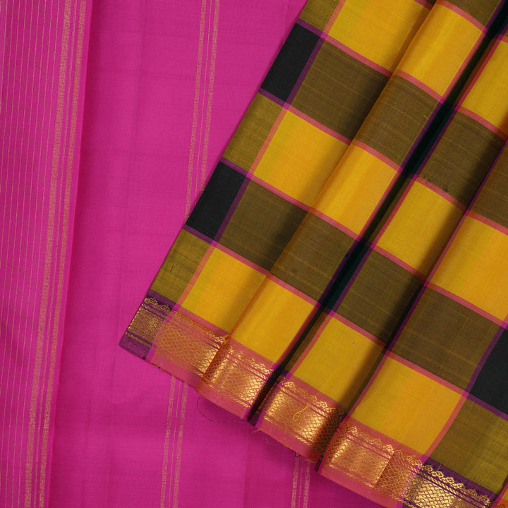 Hayagrivas Handloom Multicolour Checks Kanjivaram Silk Saree with Small Border KBE1281I7-3