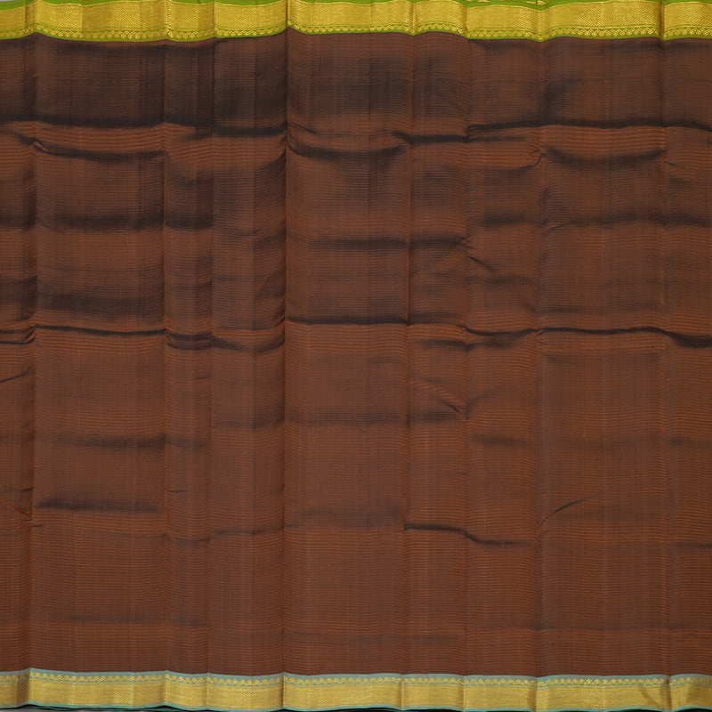 Hayagrivas Handloom Chocolate Brown Kanjivaram Silk Saree with Ganga Jamuna (Manthalir & Powder Blue) Border KBE1281I8-2