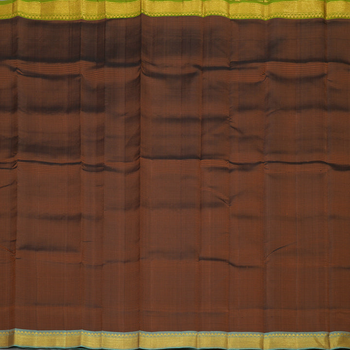 Hayagrivas Handloom Chocolate Brown Kanjivaram Silk Saree with Ganga Jamuna (Manthalir & Powder Blue) Border KBE1281I8-2