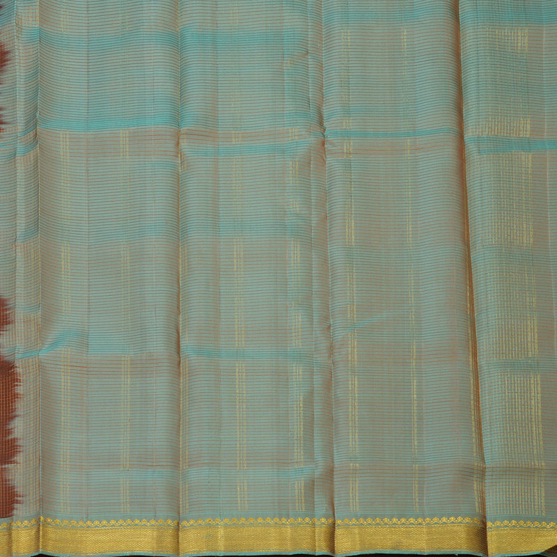 Hayagrivas Handloom Chocolate Brown Kanjivaram Silk Saree with Ganga Jamuna (Manthalir & Powder Blue) Border KBE1281I8-2