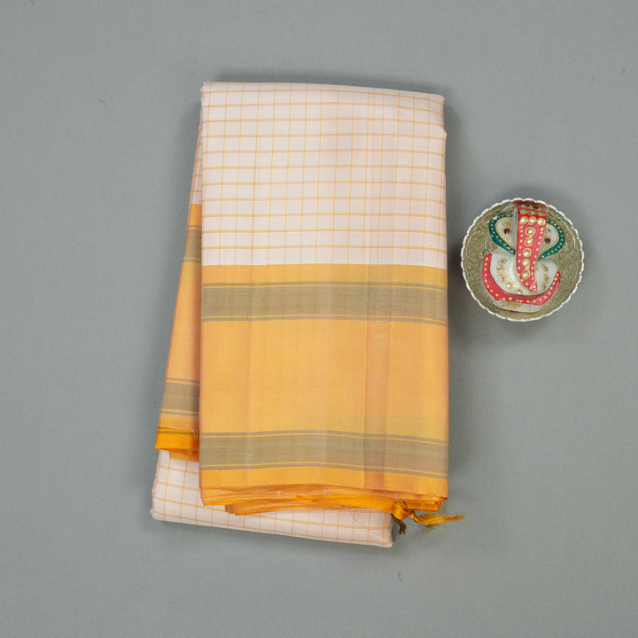 Hayagrivas Handloom Cream Shade Kanjivaram Silk Saree with Mild Yellow Border KBE1281I9-1