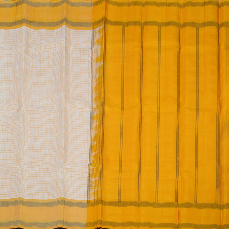 Hayagrivas Handloom Cream Shade Kanjivaram Silk Saree with Mild Yellow Border KBE1281I9-1