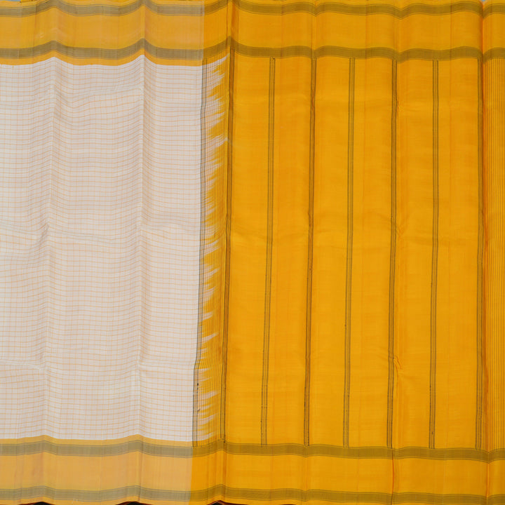 Hayagrivas Handloom Cream Shade Kanjivaram Silk Saree with Mild Yellow Border KBE1281I9-1