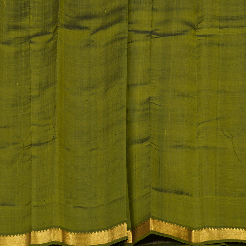 Hayagrivas Handloom Golden Pink Kanjivaram Silk Saree with Olive Green Border KBE1283I3-4