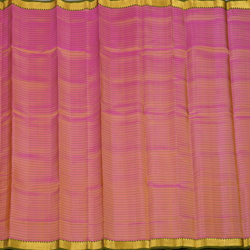 Hayagrivas Handloom Golden Pink Kanjivaram Silk Saree with Olive Green Border KBE1283I3-4