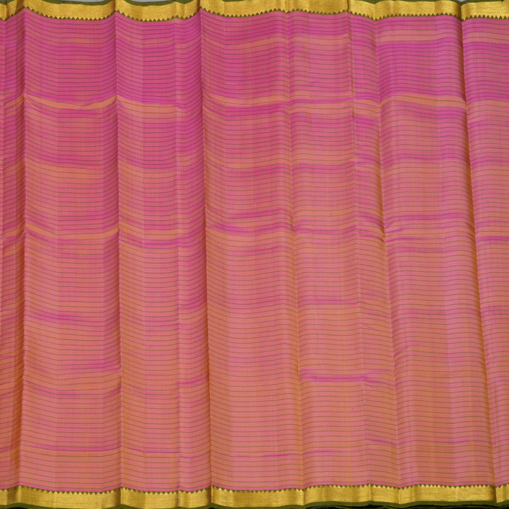 Hayagrivas Handloom Golden Pink Kanjivaram Silk Saree with Olive Green Border KBE1283I3-4