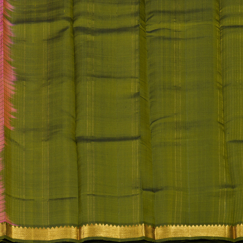 Hayagrivas Handloom Golden Pink Kanjivaram Silk Saree with Olive Green Border KBE1283I3-4