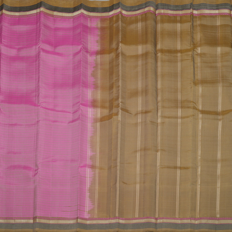 Hayagrivas Handloom Rose Pink Kanjivaram Silk Saree with Sand Brown Border KBE1283I3-5