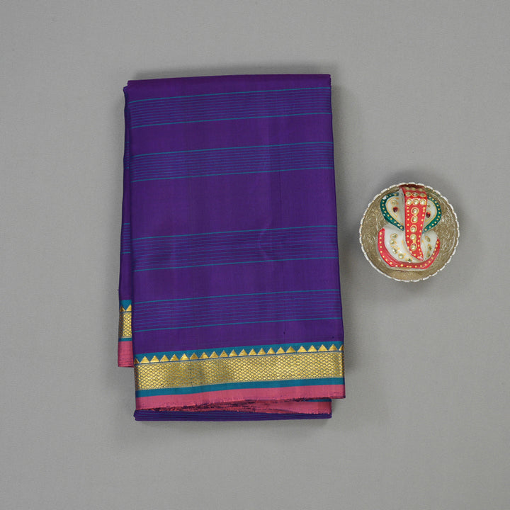 Hayagrivas Handloom Purplish Blue Kanjivaram Silk Saree KBE1283I3-6