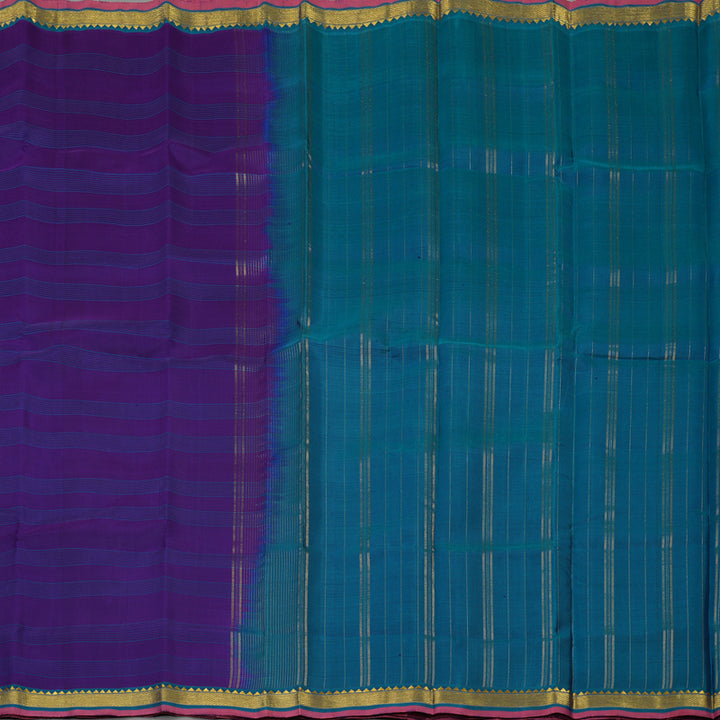 Hayagrivas Handloom Purplish Blue Kanjivaram Silk Saree KBE1283I3-6