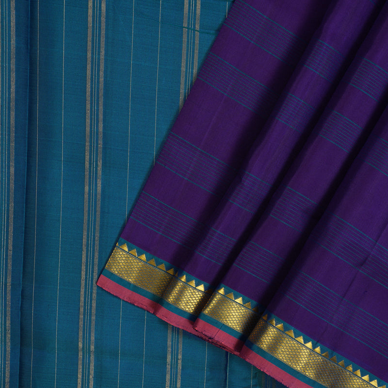 Hayagrivas Handloom Purplish Blue Kanjivaram Silk Saree KBE1283I3-6