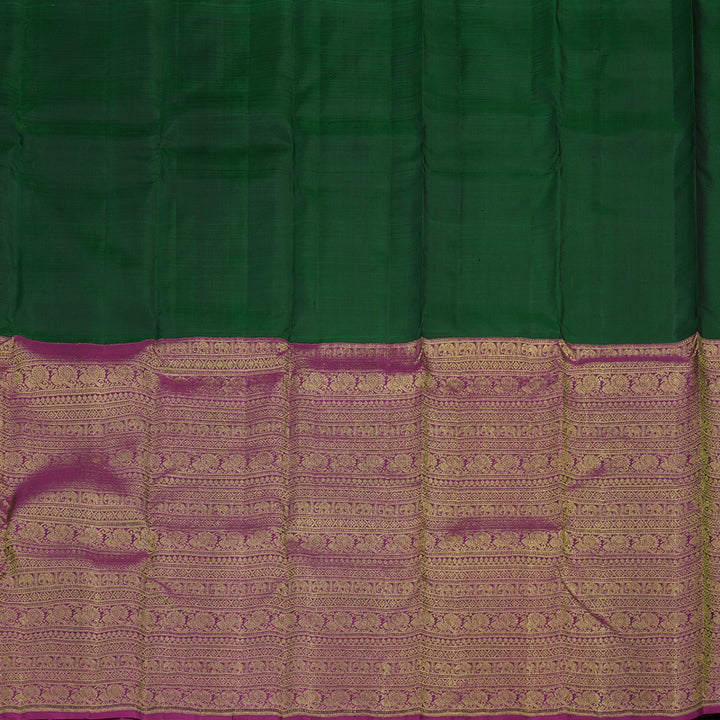 Hayagrivas Handloom Kanjivaram silk saree in Attractive Bottle green with Purple KBE128D10-1