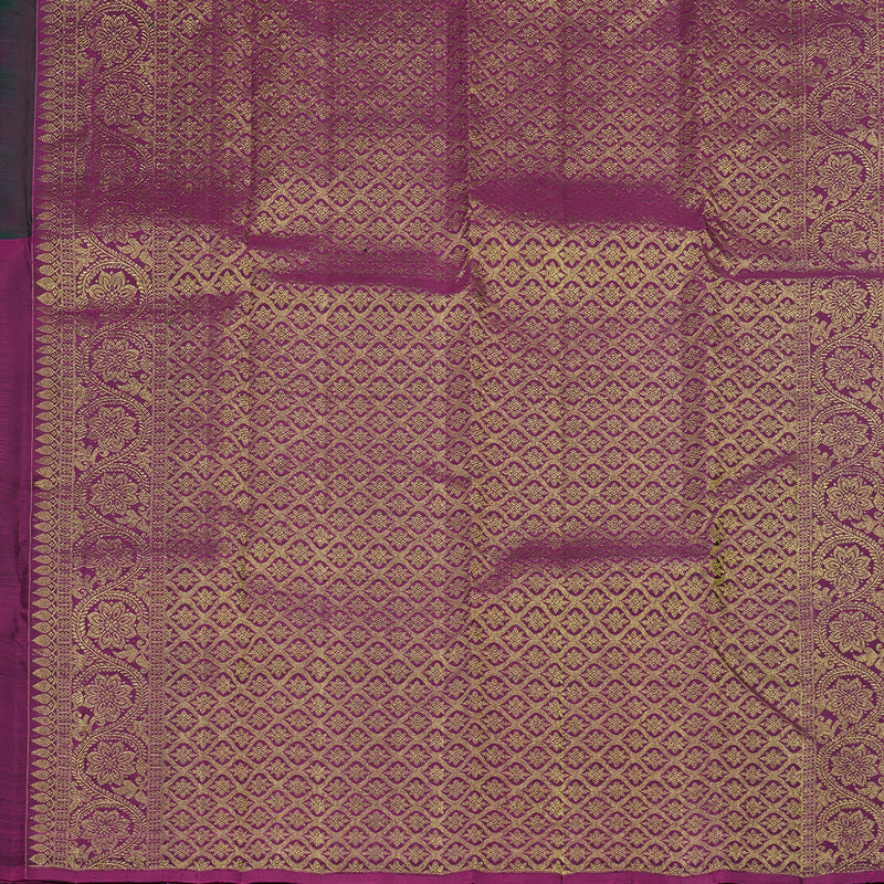 Hayagrivas Handloom Kanjivaram silk saree in Attractive Bottle green with Purple KBE128D10-1