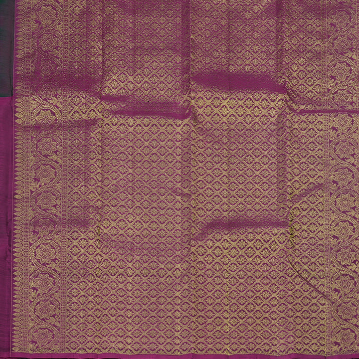 Hayagrivas Handloom Kanjivaram silk saree in Attractive Bottle green with Purple KBE128D10-1