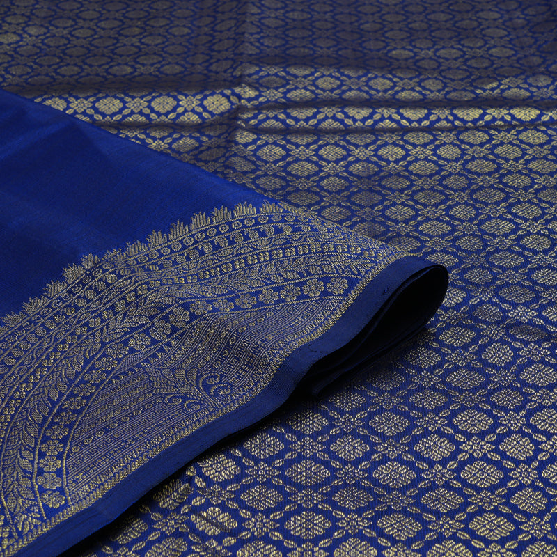 Hayagrivas Handloom Pure Kanjivaram Silk Saree In Regal Blue KBE128D11-10