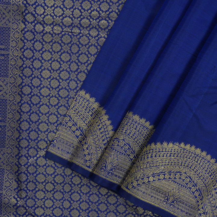 Hayagrivas Handloom Pure Kanjivaram Silk Saree In Regal Blue KBE128D11-10