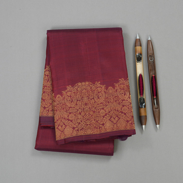 Hayagrivas Handloom Kanjivaram silk saree in Dark maroon KBE128D11-5