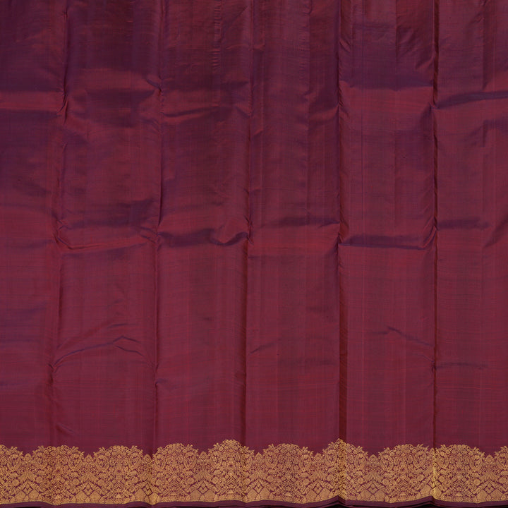 Hayagrivas Handloom Kanjivaram silk saree in Dark maroon KBE128D11-5