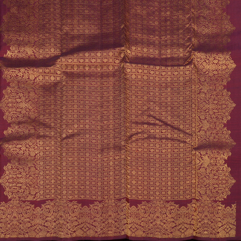 Hayagrivas Handloom Kanjivaram silk saree in Dark maroon KBE128D11-5