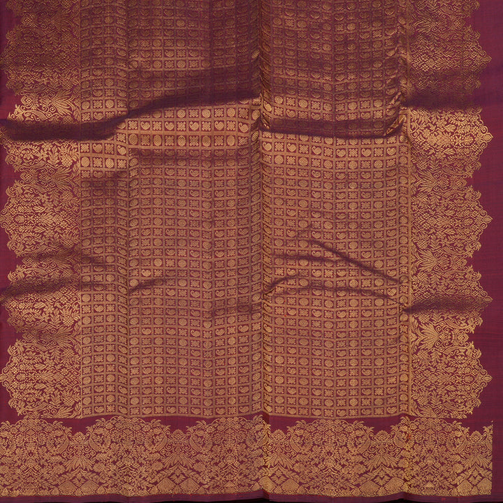 Hayagrivas Handloom Kanjivaram silk saree in Dark maroon KBE128D11-5