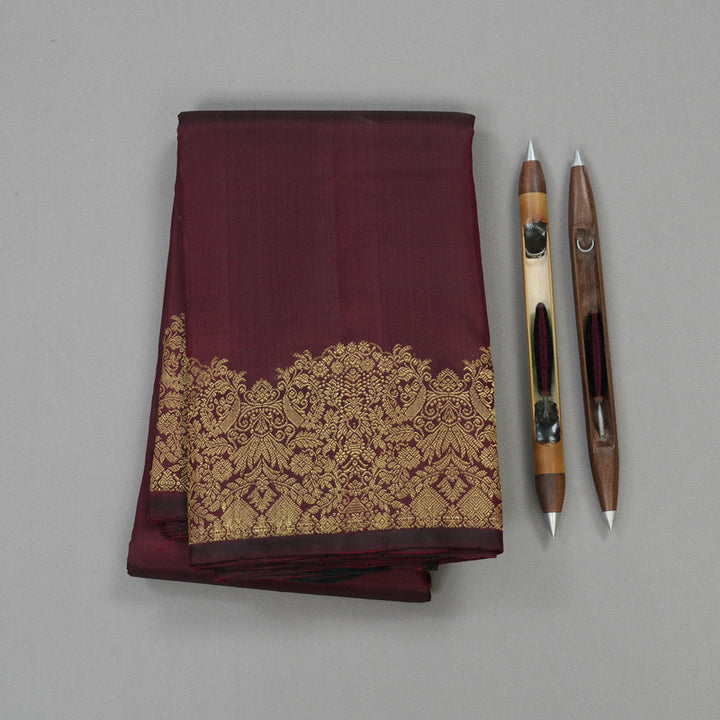 Hayagrivas Handloom Kanjivaram silk saree in Wine maroon KBE128D11-7