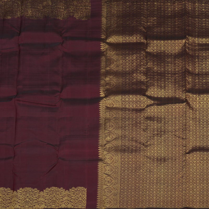 Hayagrivas Handloom Kanjivaram silk saree in Wine maroon KBE128D11-7
