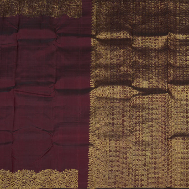 Hayagrivas Handloom Kanjivaram silk saree in Wine maroon KBE128D11-7
