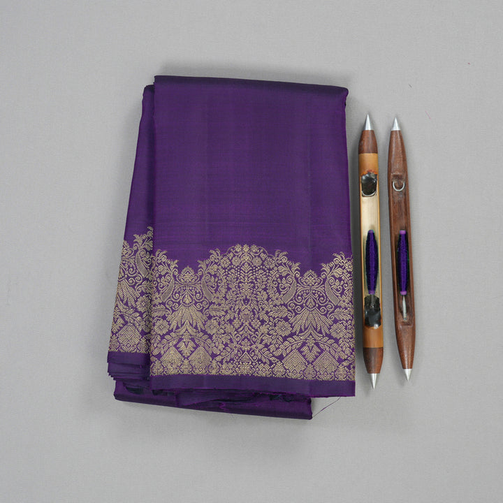 Hayagrivas Handloom Pure Kanjivaram Silk Saree in Royal Dark Purple KBE128D11-9