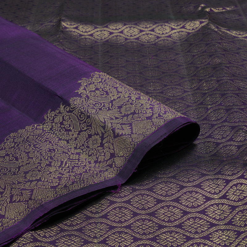 Hayagrivas Handloom Pure Kanjivaram Silk Saree in Royal Dark Purple KBE128D11-9