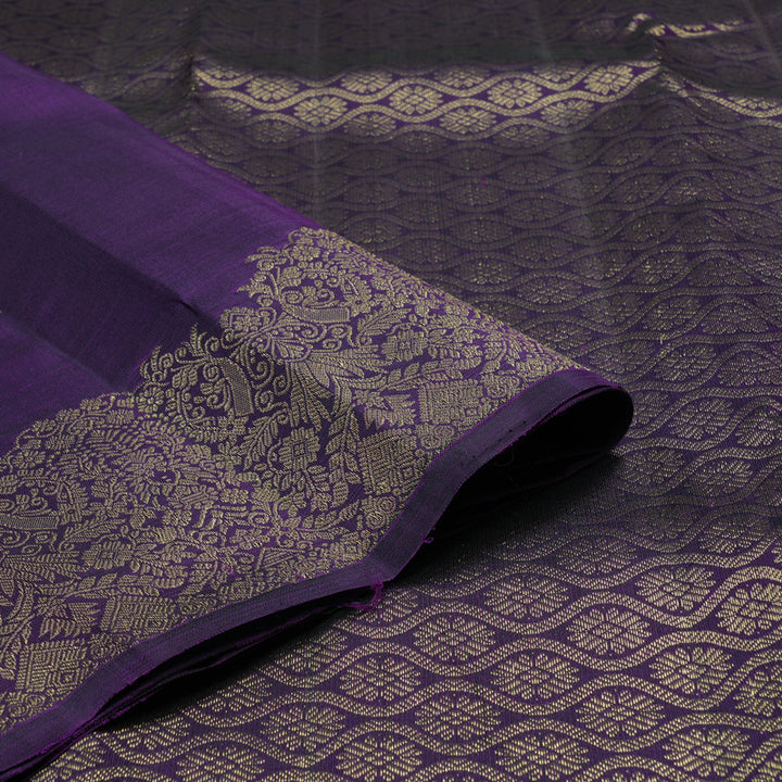 Hayagrivas Handloom Pure Kanjivaram Silk Saree in Royal Dark Purple KBE128D11-9