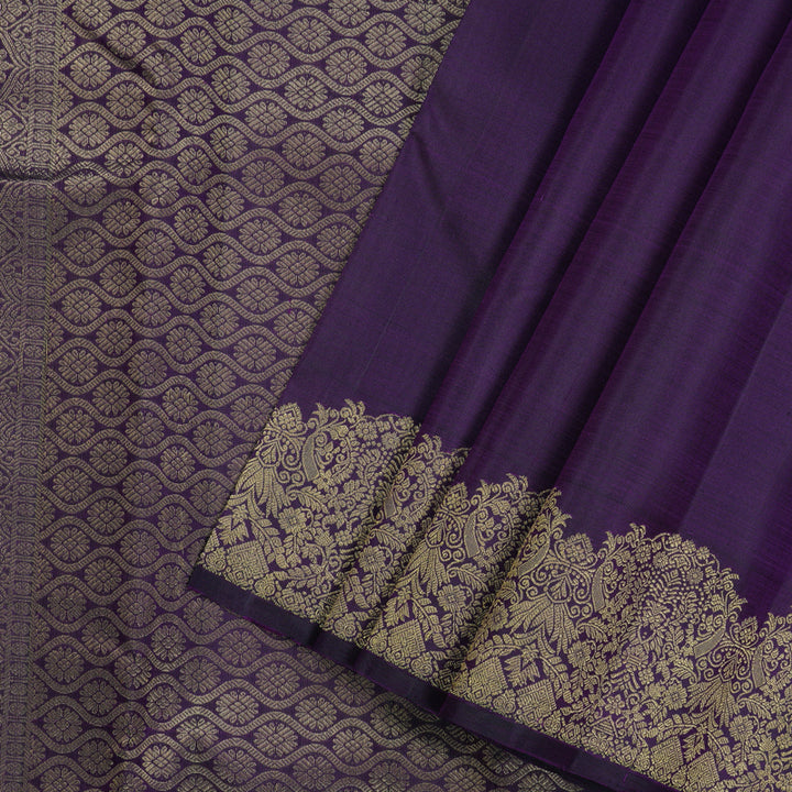 Hayagrivas Handloom Pure Kanjivaram Silk Saree in Royal Dark Purple KBE128D11-9