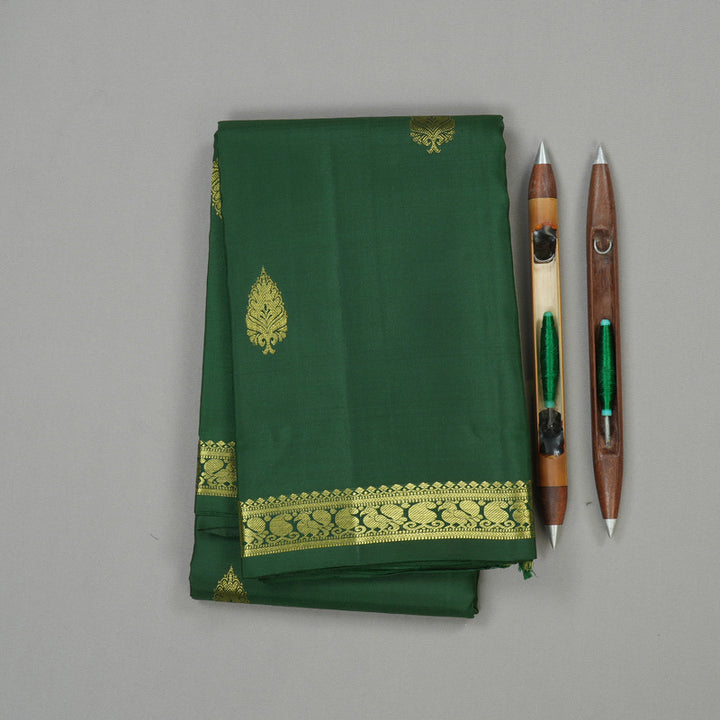 Hayagrivas Bottle Green Handloom Kanjivaram Silk Saree KBE128D2-1