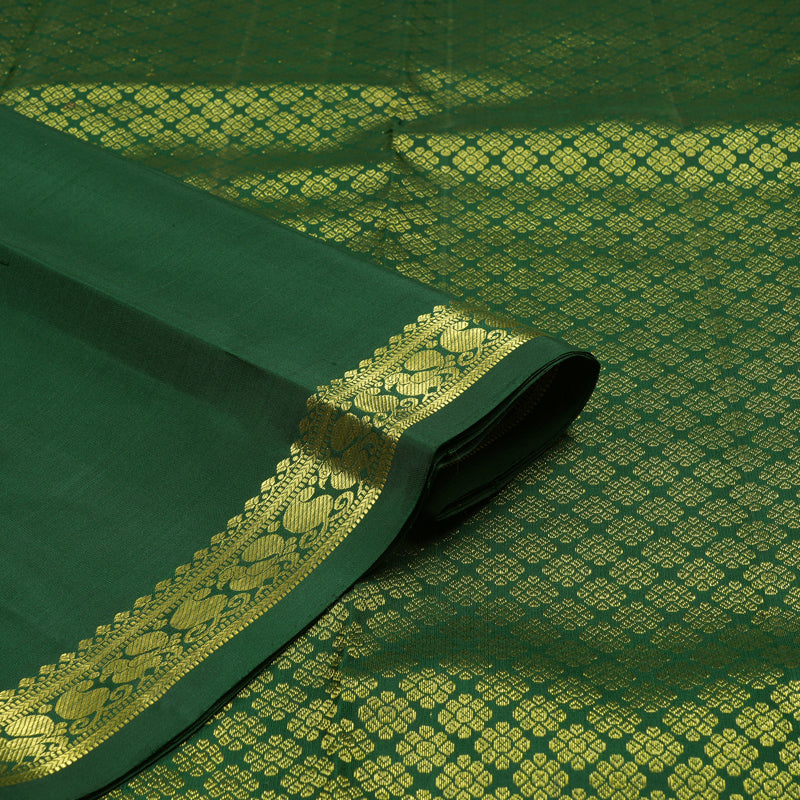 Hayagrivas Bottle Green Handloom Kanjivaram Silk Saree KBE128D2-1