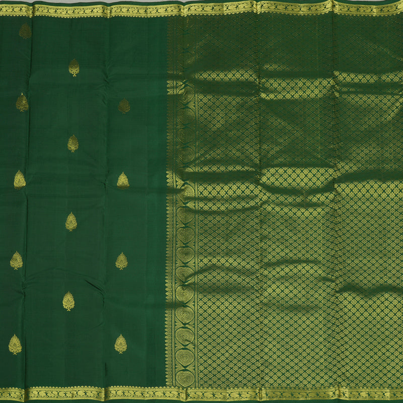 Hayagrivas Bottle Green Handloom Kanjivaram Silk Saree KBE128D2-1